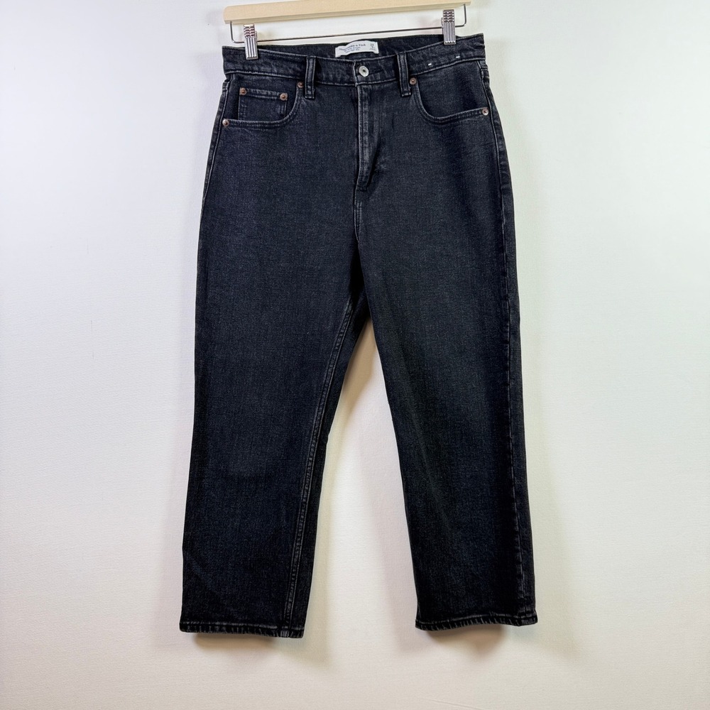 ABERCROMBIE & FITCH Black Ultra High Rise Ankle Straight Jeans 29/8XS